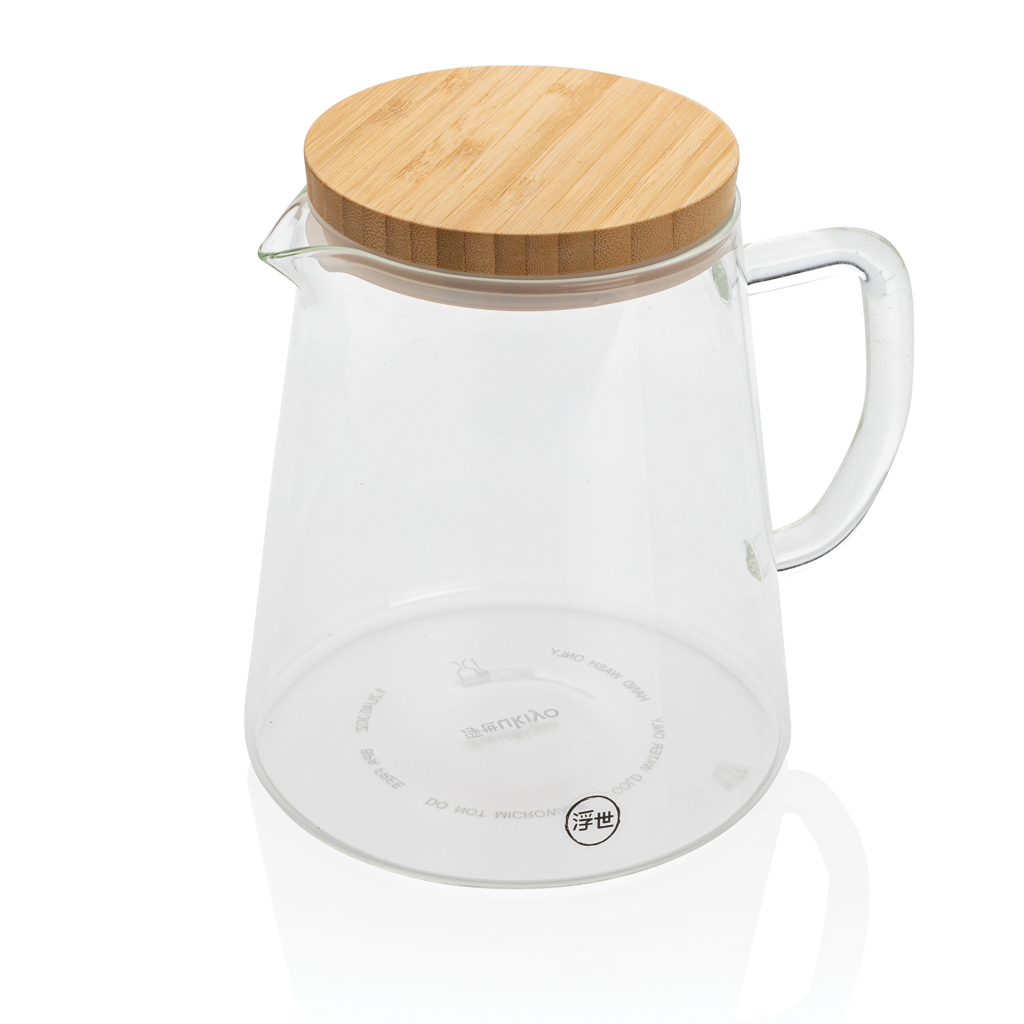 Ukiyo Borosilikat-Glaskaraffe mit Bambusdeckel 1.2L